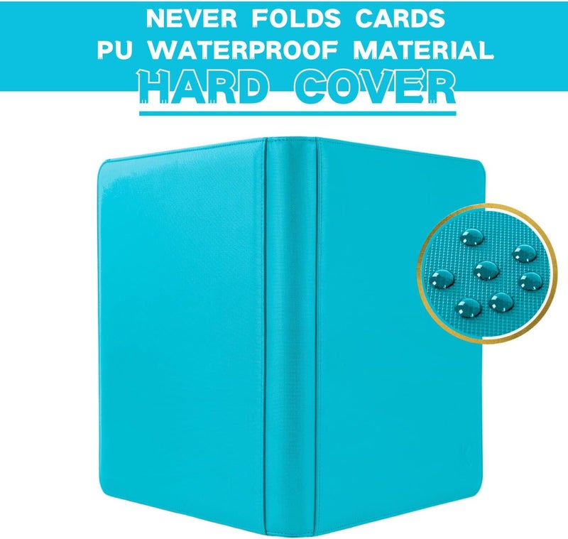 KUOOKING Toploader Binder, Holds 128+ Toploaders, 4 Pocket Top Loader Card Storage Case, Double-Sided Pockets for trading card in 3 x 4'' Toploaders（Blue） - Image 3